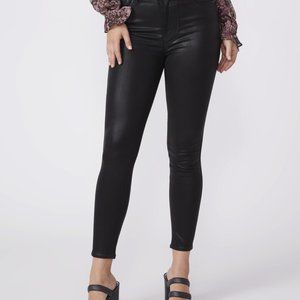 Paige Margot Ankle Coated Skinny Jean in Black Fog Luxe Size 24